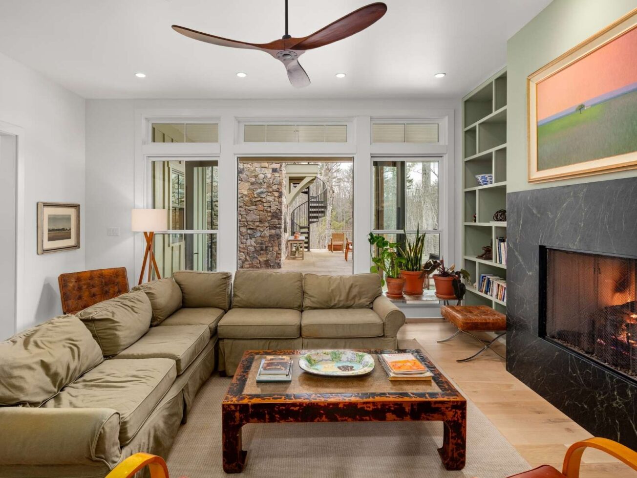 Living room inside home at The Ramble Biltmore Forest.